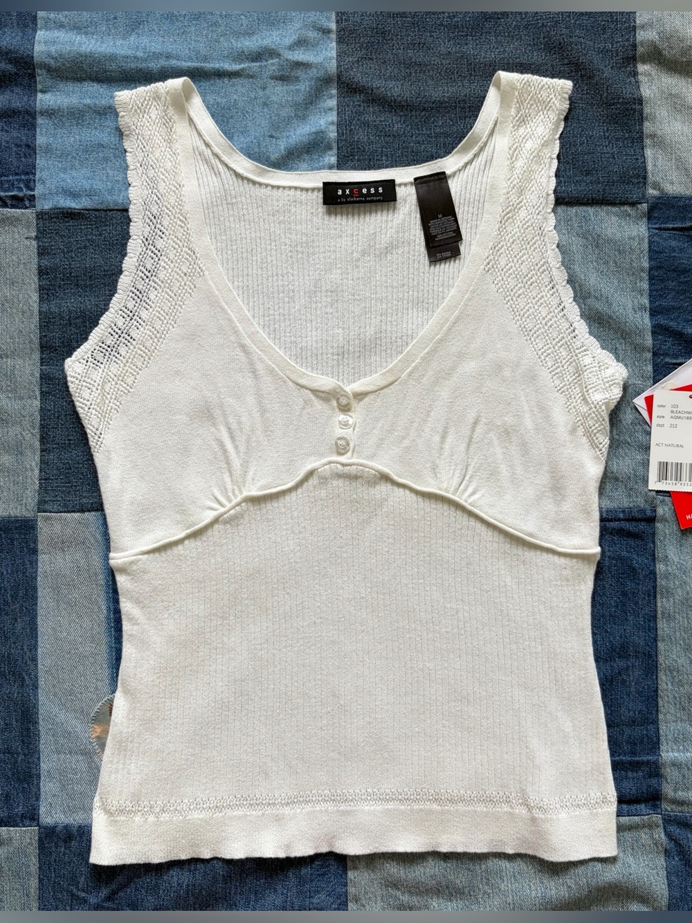vtg y2k knit axcess white knit tank top deadstock cottagecore fairy size M